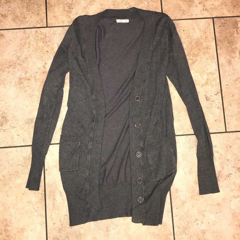 Grey button up sweater